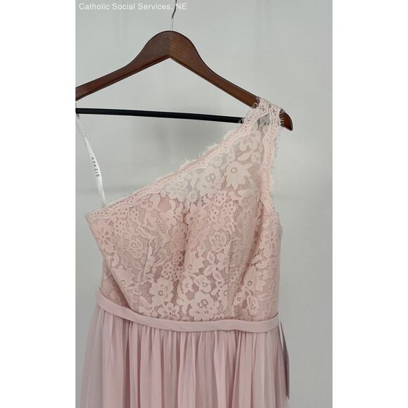 Azazie Blush Pink Women's One Shoulder Long Dress - Size C - Picture 2 of 6